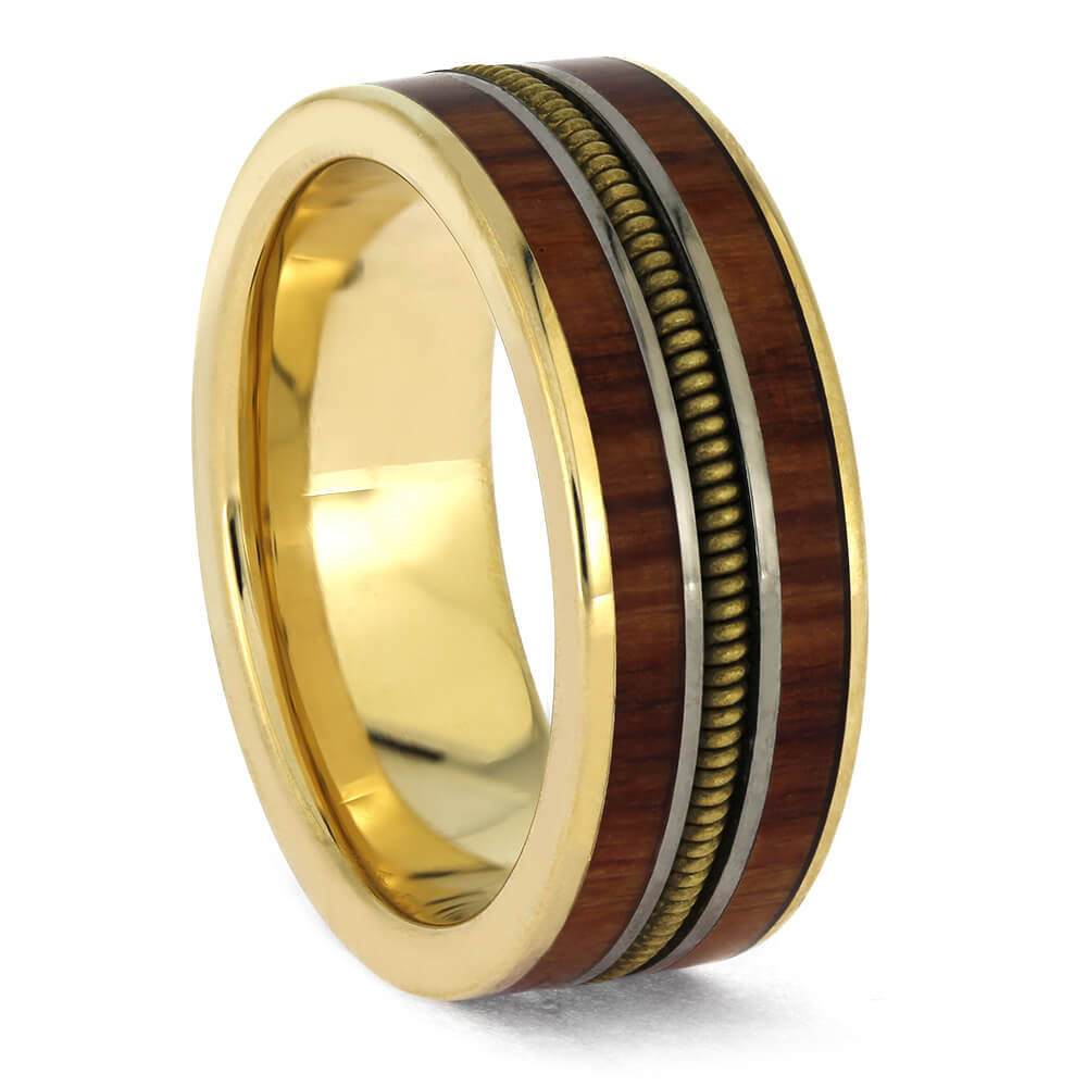 Tulipwood Wedding Band for Men with Guitar String