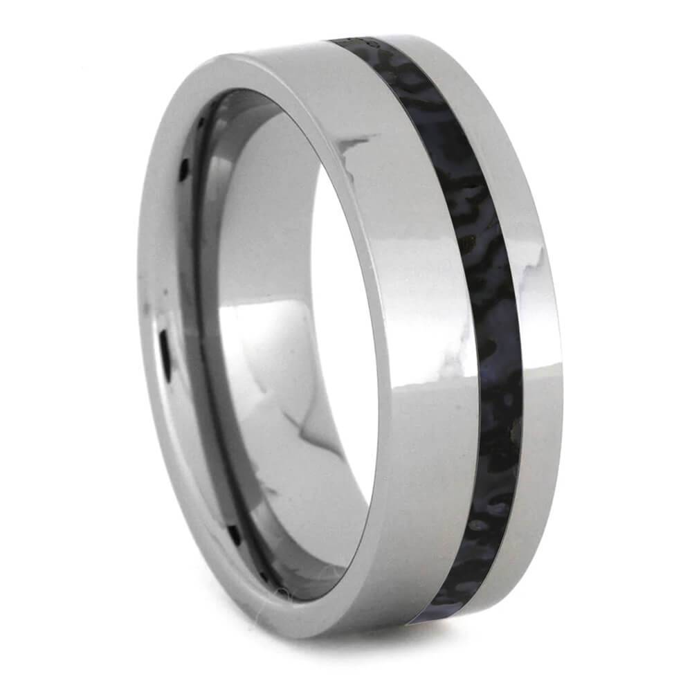 Blue Dinosaur Bone Wedding Band