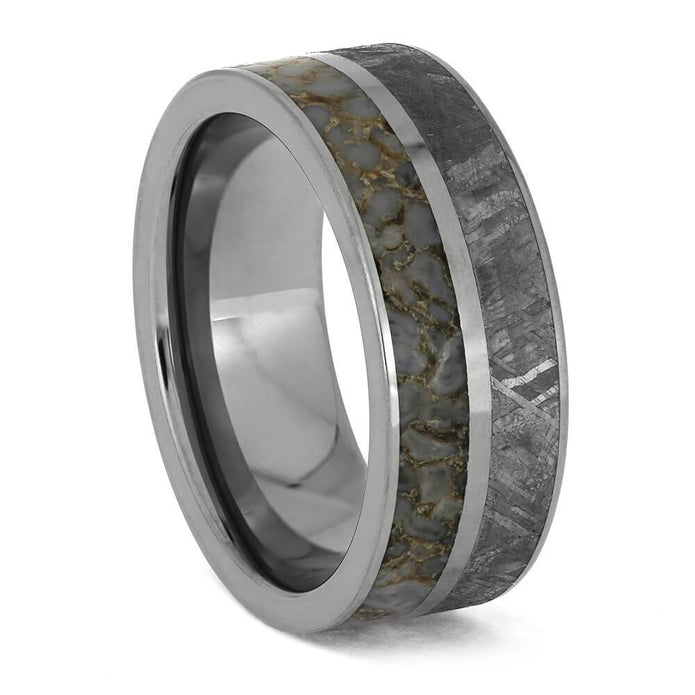 Blue Dinosaur Bone with Meteorite