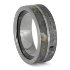 Blue Fossil Wedding Band with Meteorite