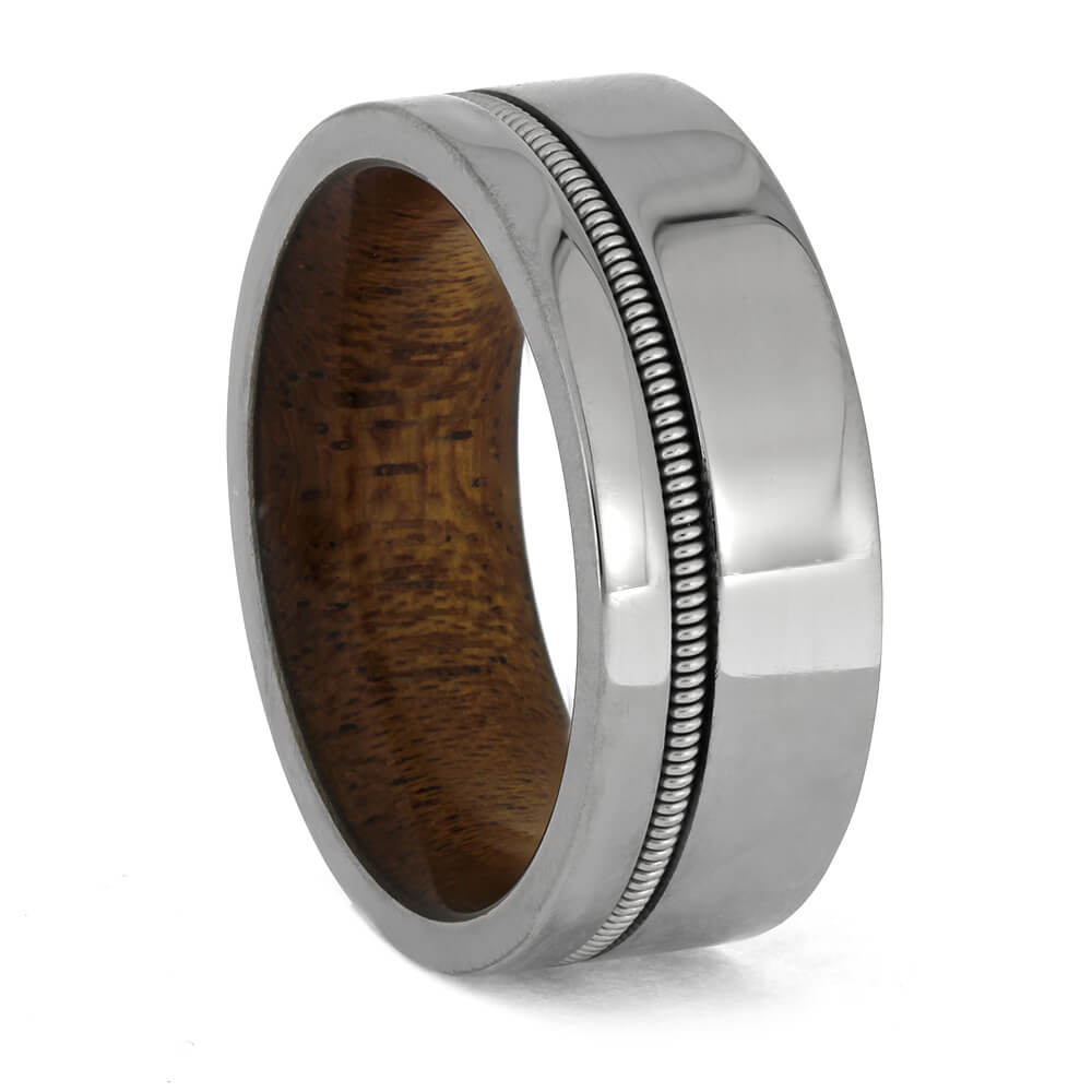 Guitar String Ring with Wood Sleeve