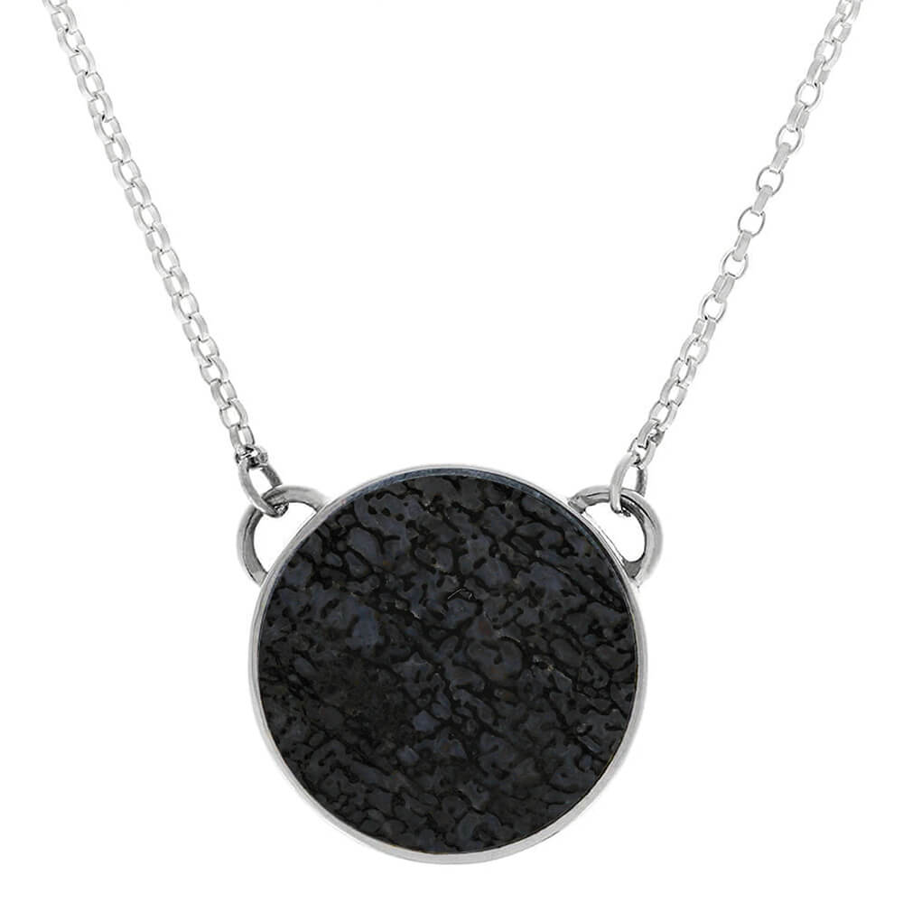 Dark blue dinosaur bone bezel set necklace pendant