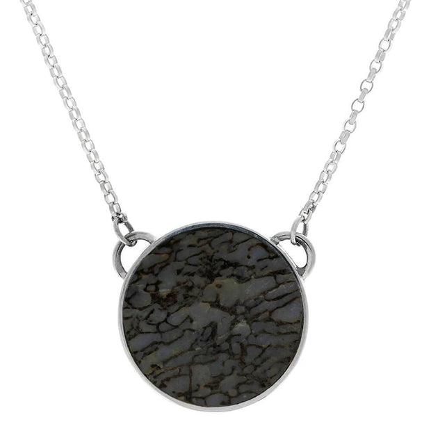 Soft blue dinosaur bone necklace with silver chain