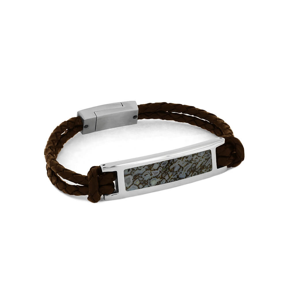 Zales Men's Brown Leather Bracelet with Magnetic Stainless Steel Clasp - 8.5