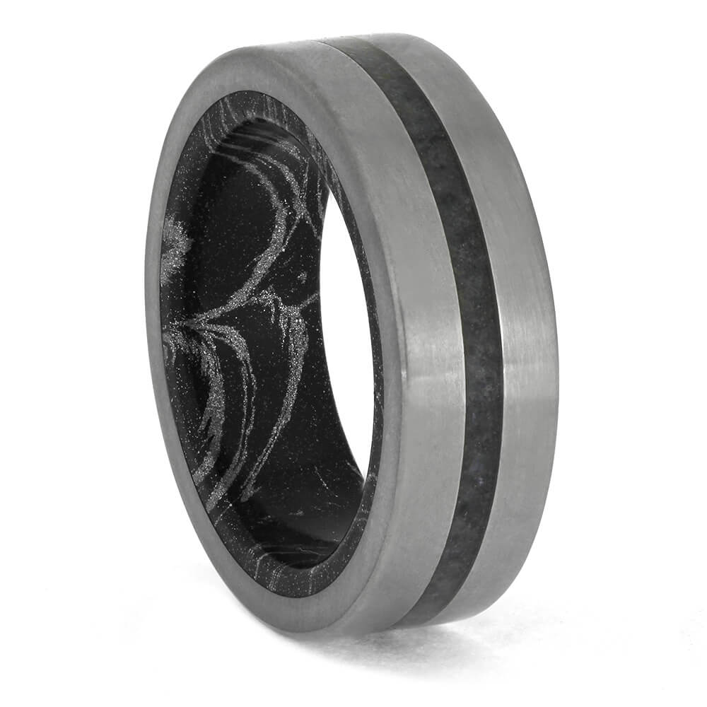 Mokume and Sapphire Wedding Band