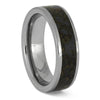 Titanium ring with dinosaur bone inlay, polished finish
