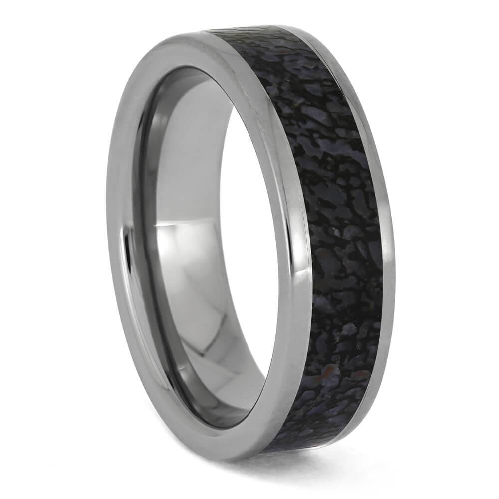 Men's titanium ring with dinosaur bone inlay