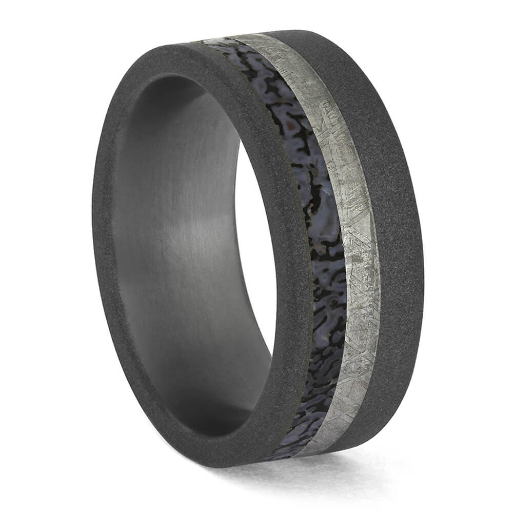 Blue Dinosaur Bone Wedding Band