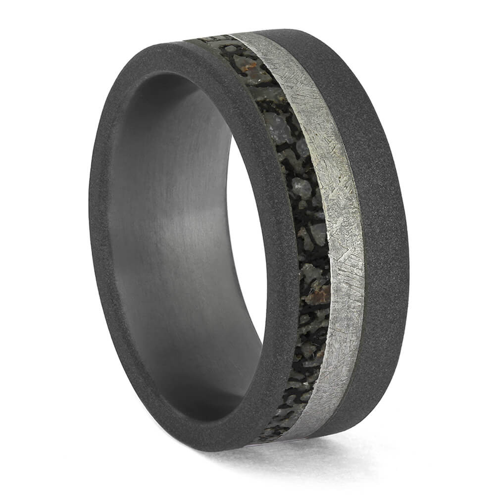 Black and Gray Dinosaur Bone Wedding Band