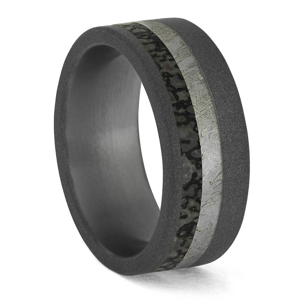 Meteorite and Fossil Wedding Band