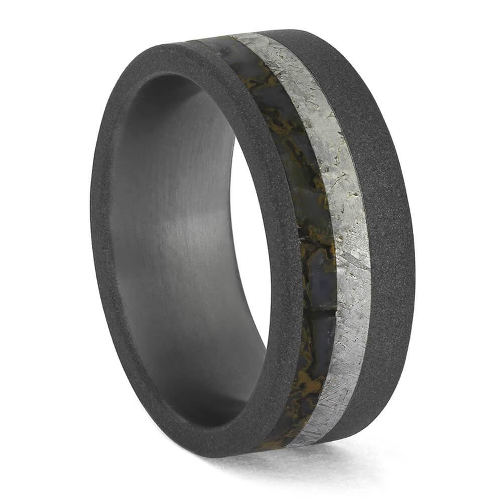 Meteorite and Fossil Wedding Band