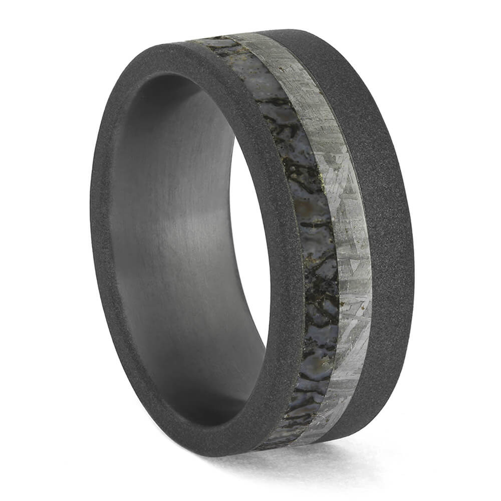 Meteorite and Dinosaur Bone Ring for Men