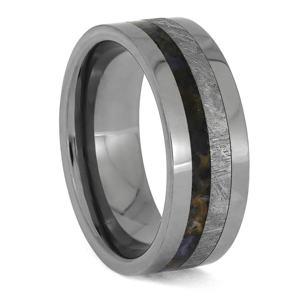 Meteorite and Dinosaur Bone Wedding Band