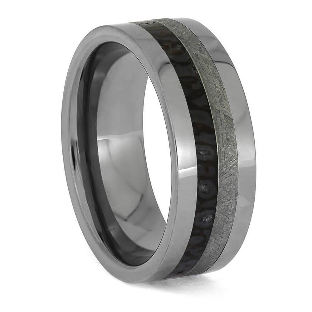 Dinosaur Bone and Meteorite Tungsten Ring