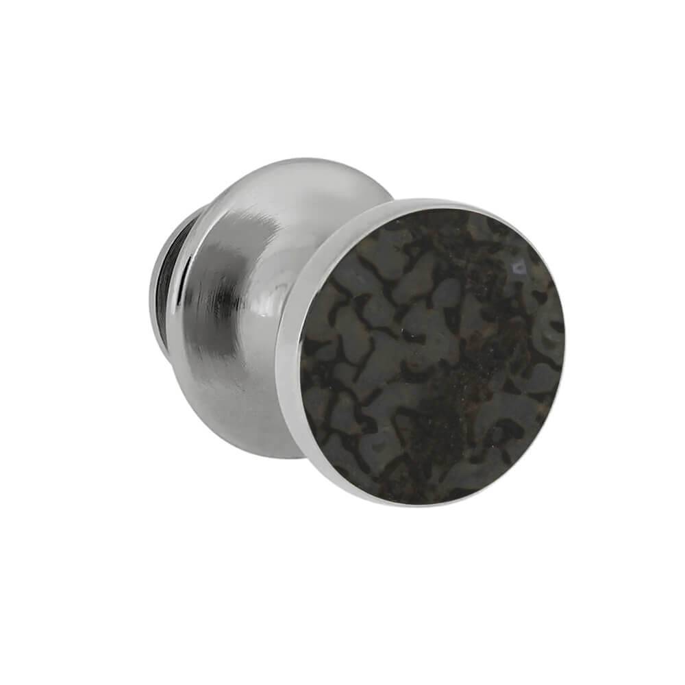 Blue Tie Tack with Dinosaur Bone