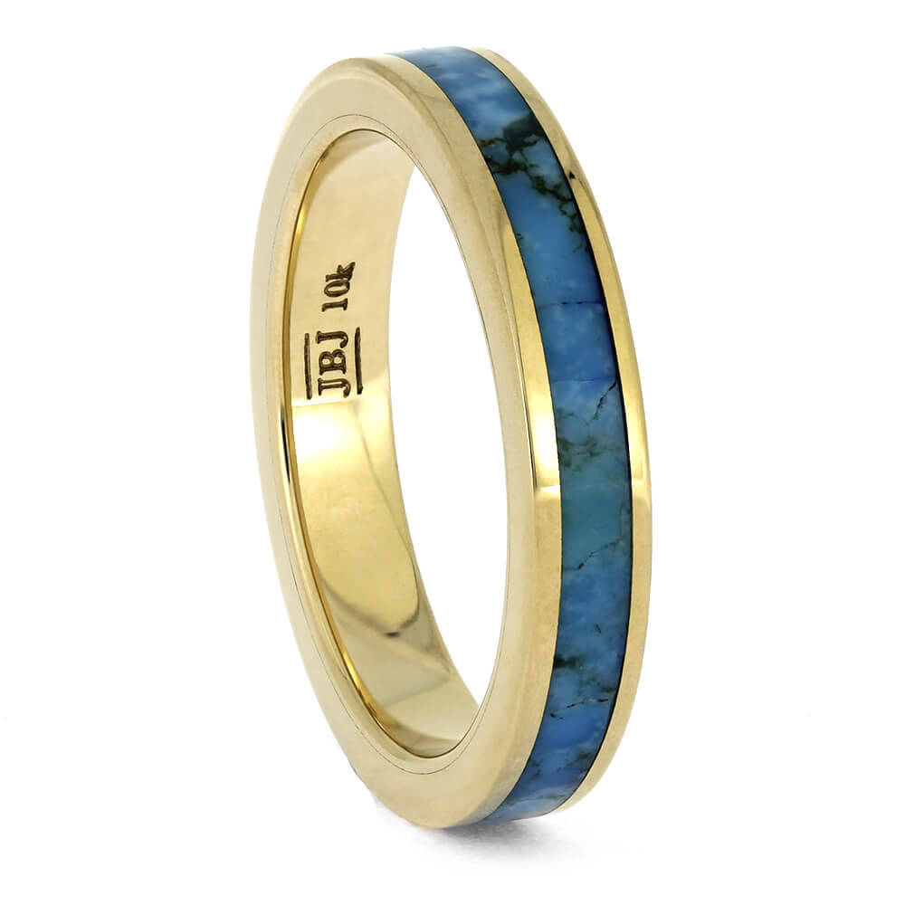 Turquoise and Gold Wedding Band
