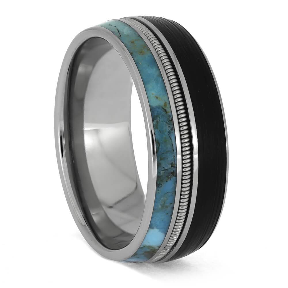 by Jewelry by Johan Vinyl Record Wedding Band with Turquoise and Guitar String 000266