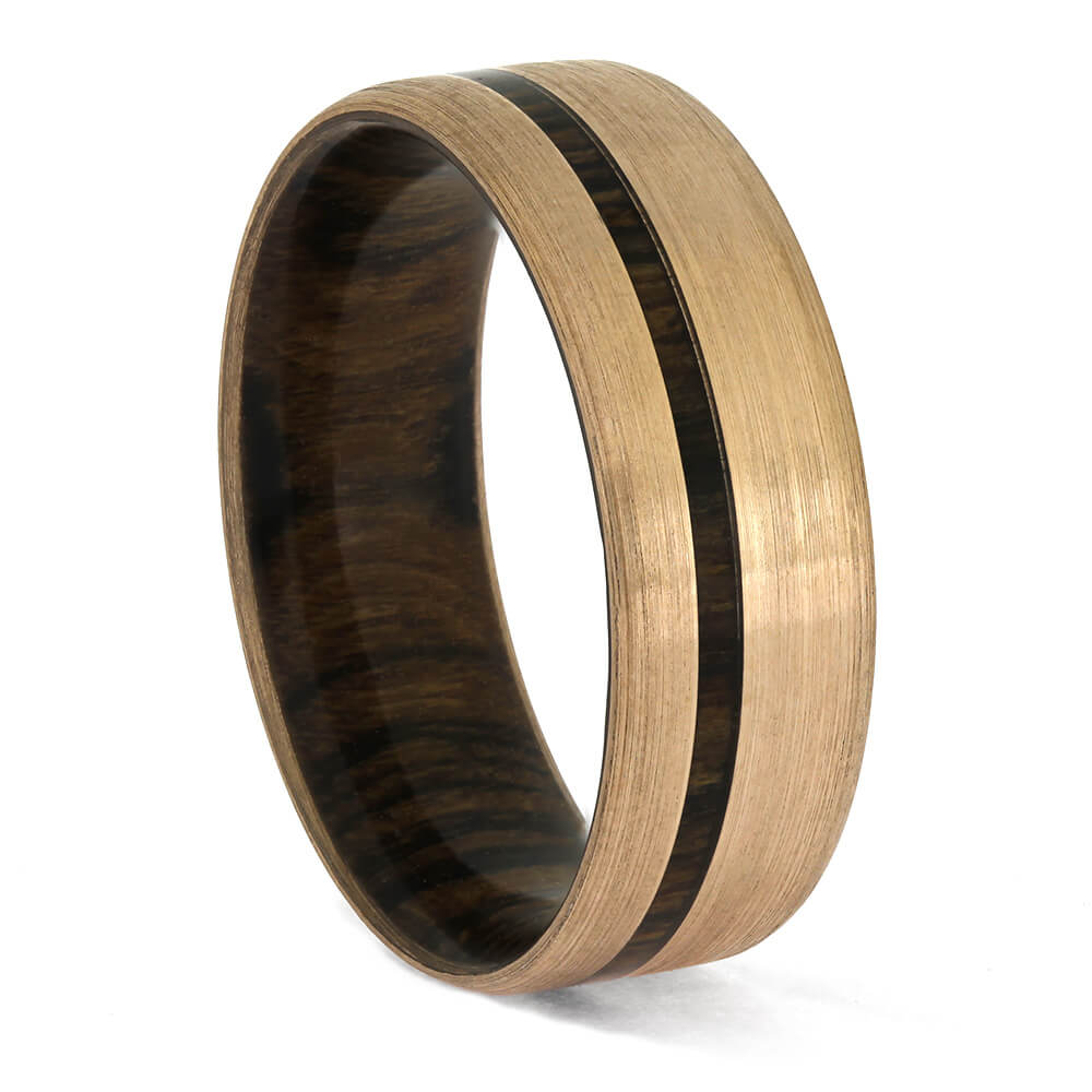 Pink Wood and Gold Wedding Band