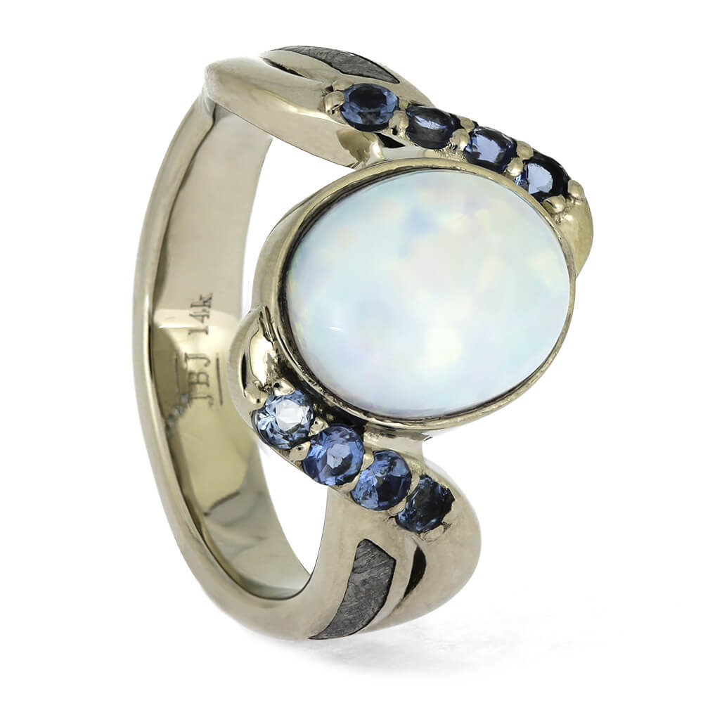 Blue White Fire Opal Stone Ring | White Fire Opal Rings Jewelry - Female  White - Aliexpress