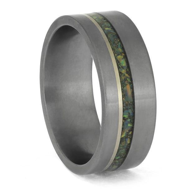 Opal and Titanium Wedding Band