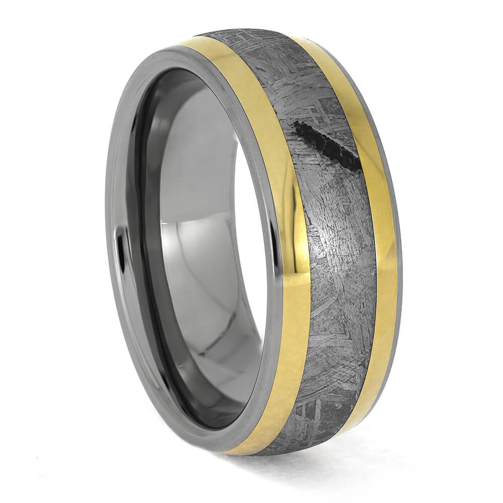 Meteorite and Gold Wedding Band