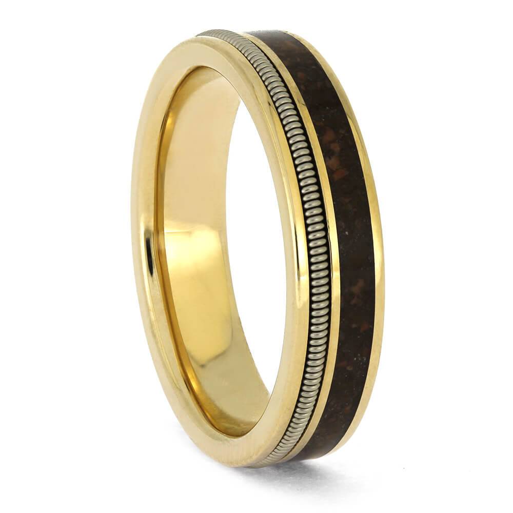 Guitar String and Fossil Ring Yellow Gold Sleeve In Stock