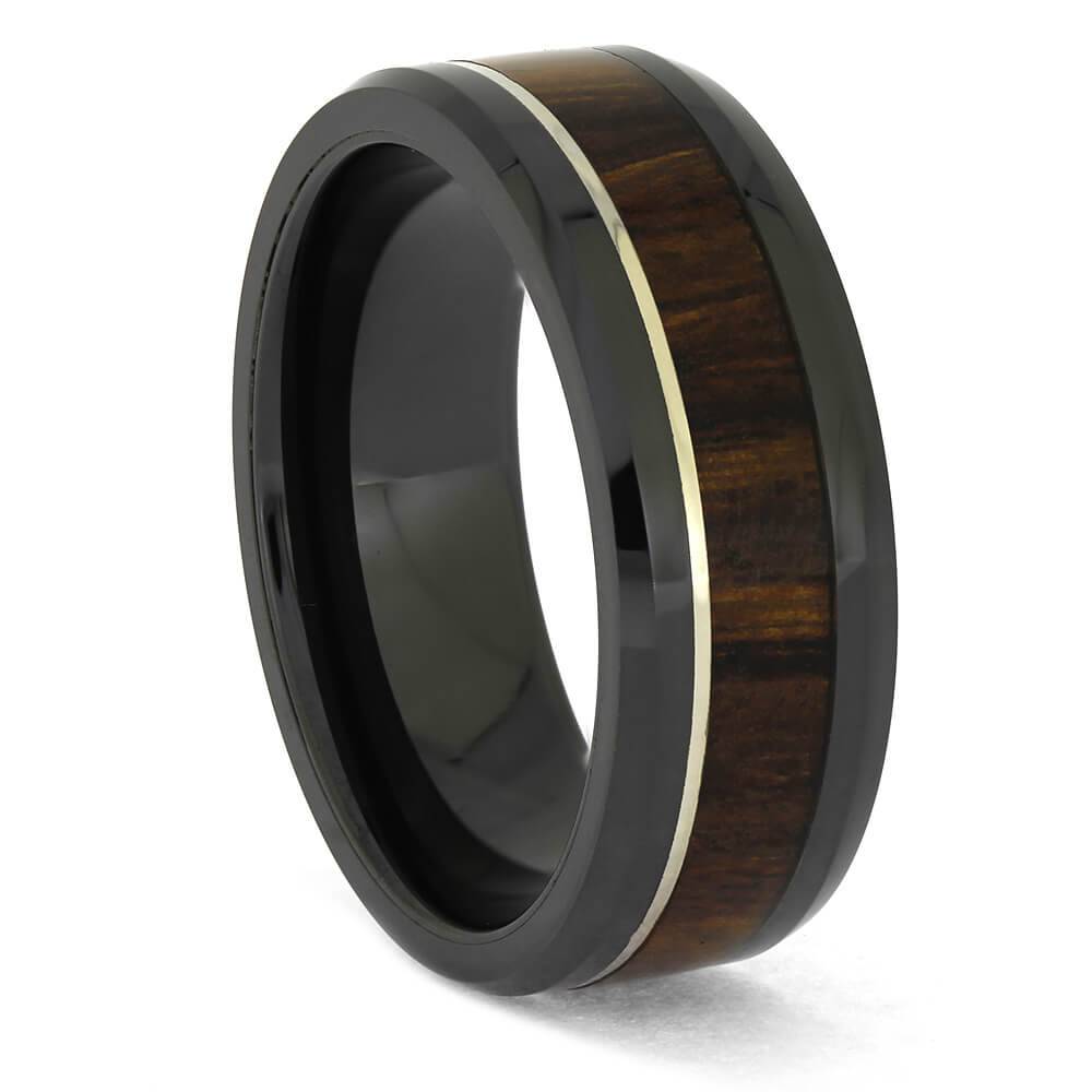 Ironwood and Black Ceramic Wedding Band