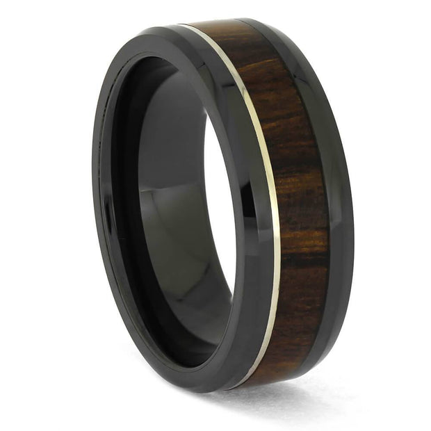 Ironwood and Black Ceramic Wedding Band