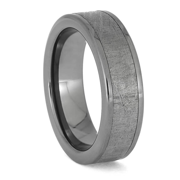 Tungsten Wedding Band with Meteorite