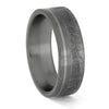 Meteorite Wedding Band with Gold Pinstripe
