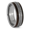 Titanium band with coffee-colored wood and meteorite inlay