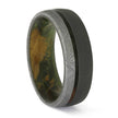 Green Wood and Meteorite Wedding Band