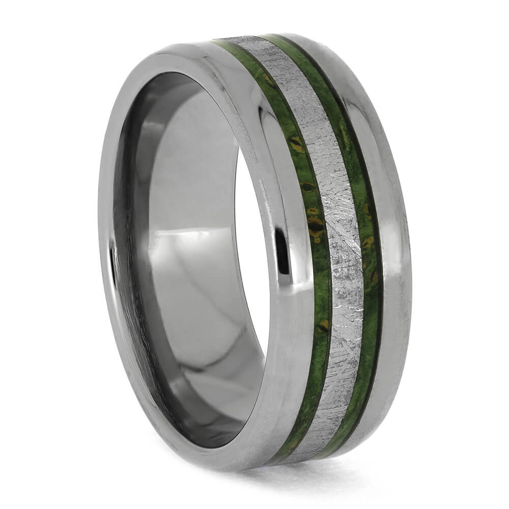 Meteorite and Green Wood Ring