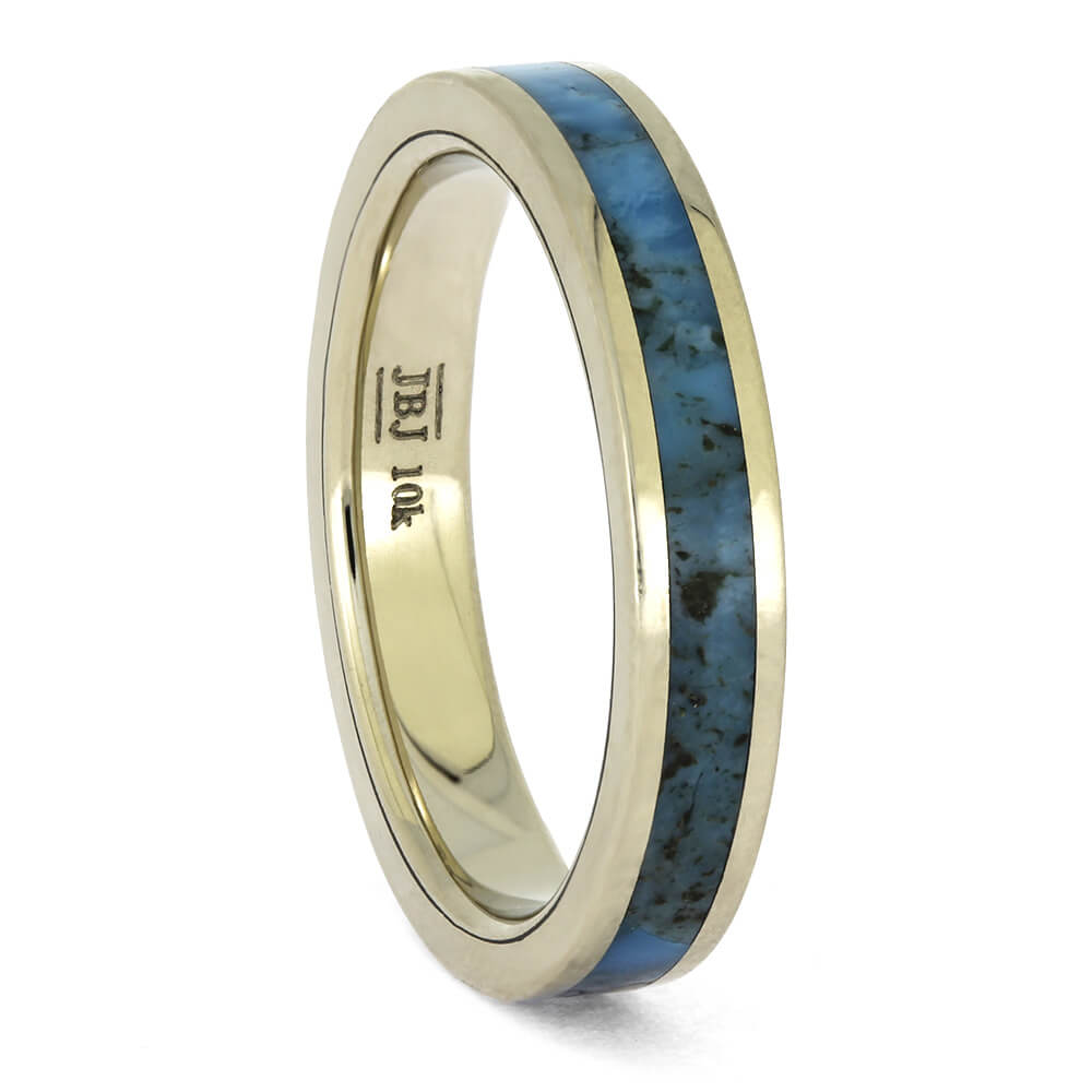 White Gold and Turquoise Wedding Band