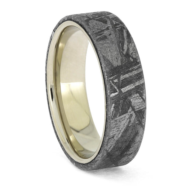 Meteorite and Gold Ring Unique Widmanstatten Pattern Jewelry By Johan