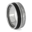 Titanium ring with meteorite and guitar string inlay