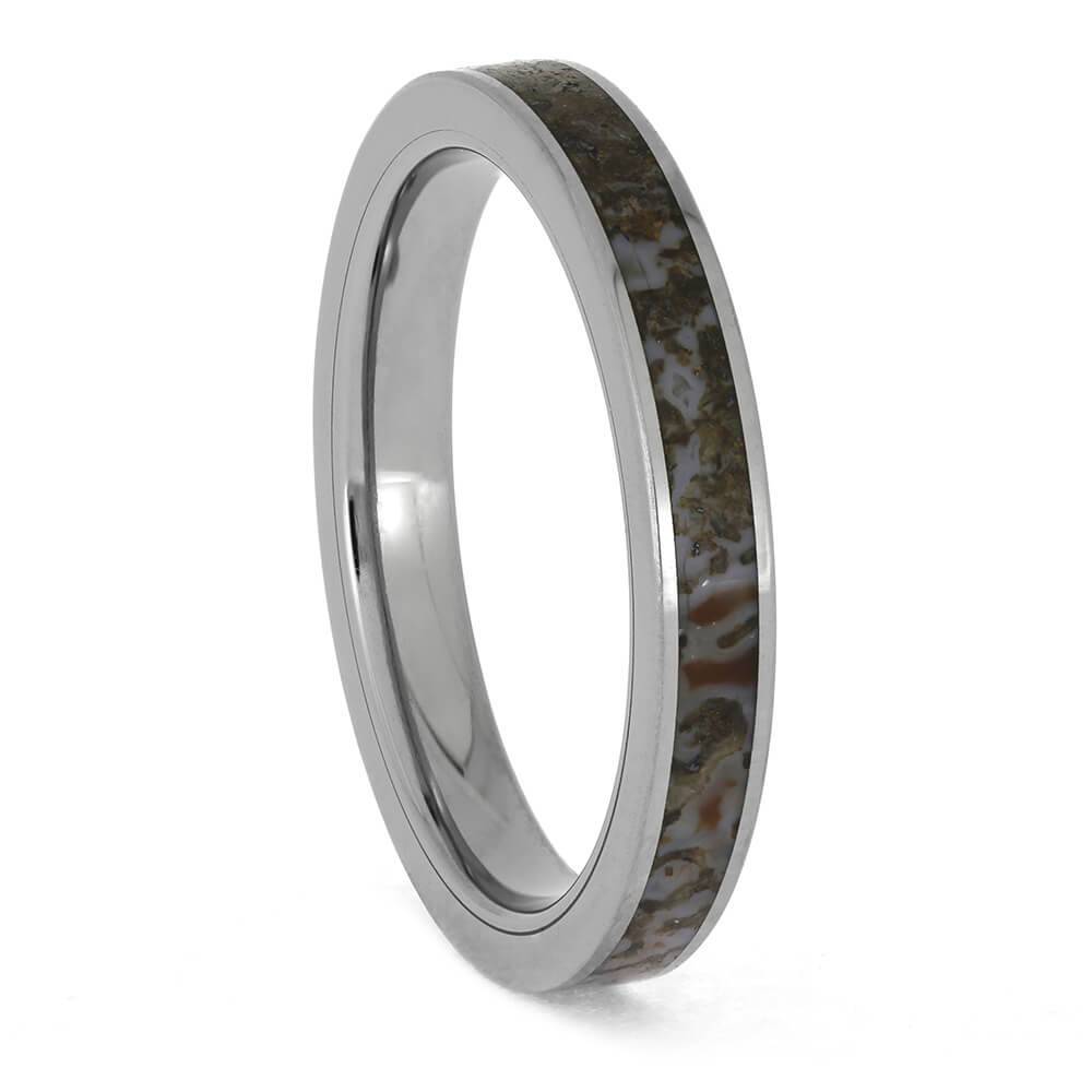 Blue Dinosaur Bone Wedding Band
