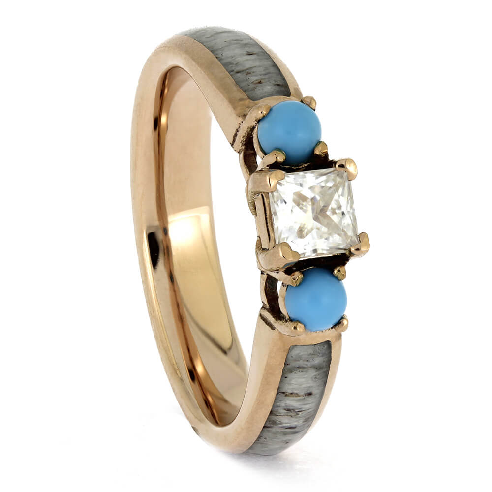 Antler Engagement Ring with Turquoise