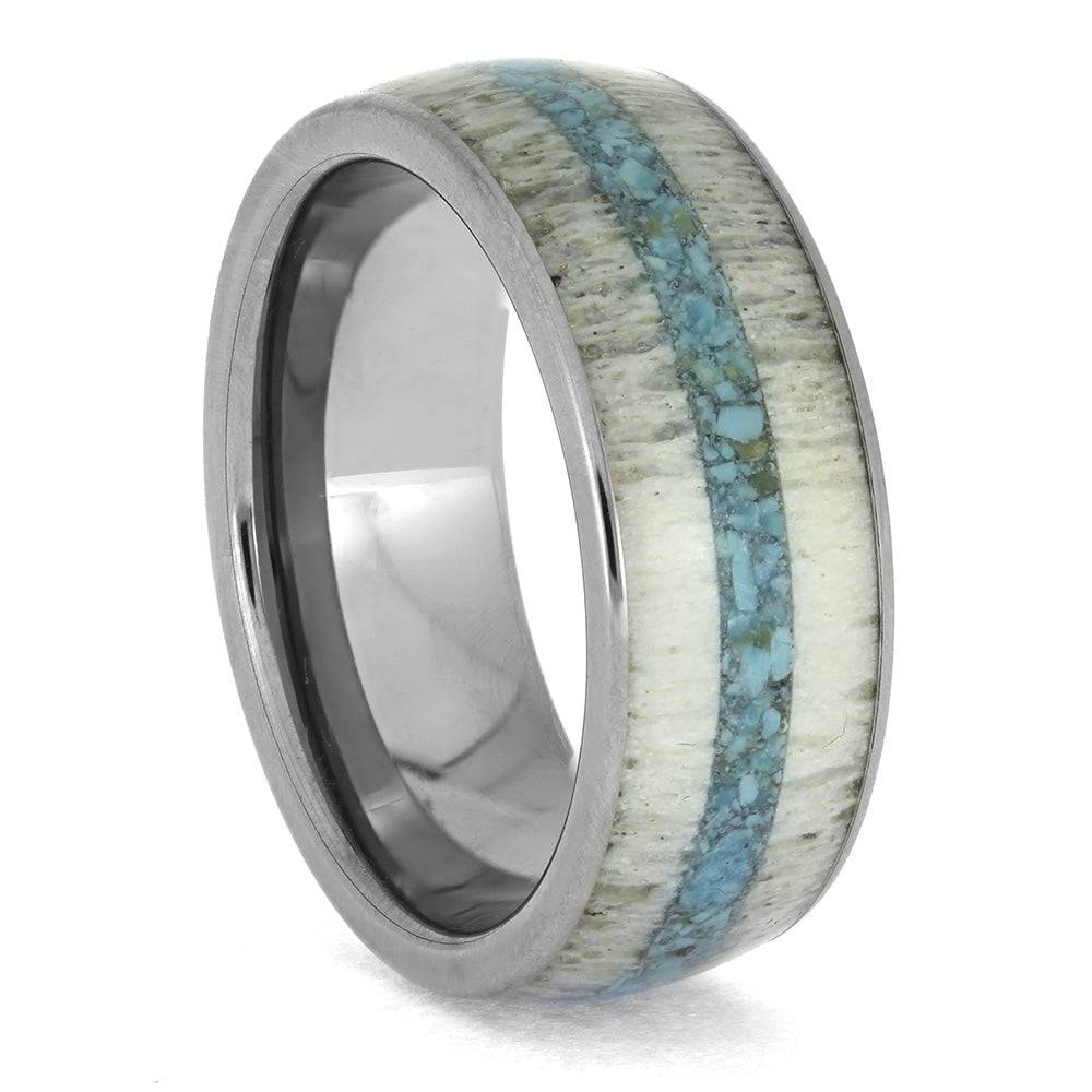 Antler Turquoise Wedding Band Titanium Jewelry By Johan