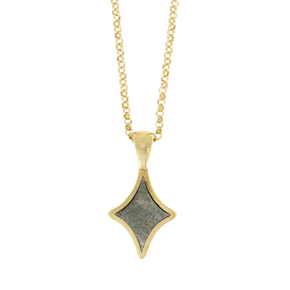 Yellow Gold and Meteorite Starburst Necklace