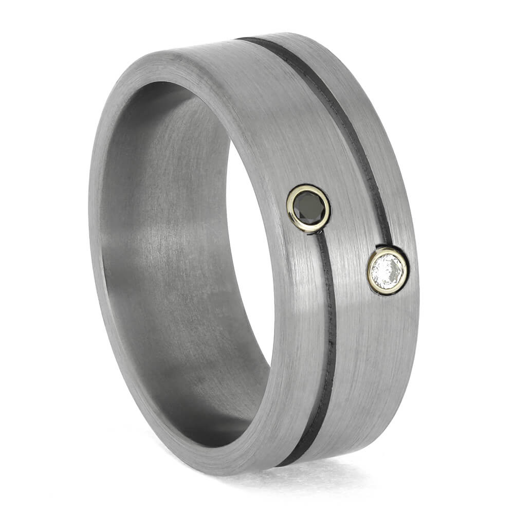 Diamond Wedding Band in Titanium