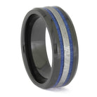 Black Ceramic Wedding Band with Meteorite