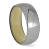 Holly Wood Wedding Band - Titanium with polished silver exterior and light oak wood interior, 8mm wide, hypoallergenic and ready to ship.