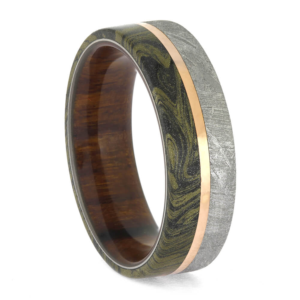 Meteorite and Mokume Wedding Band