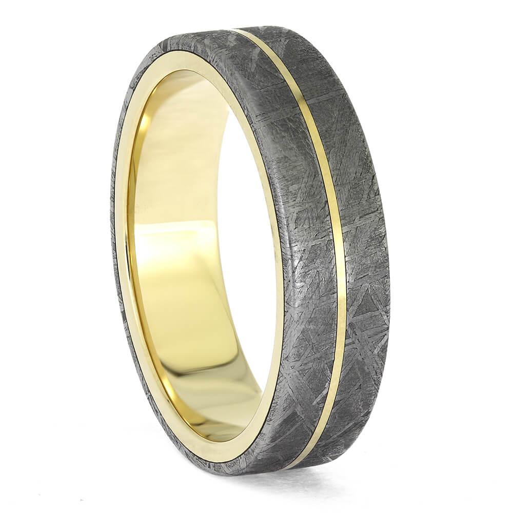 Gold and Meteorite Wedding Band