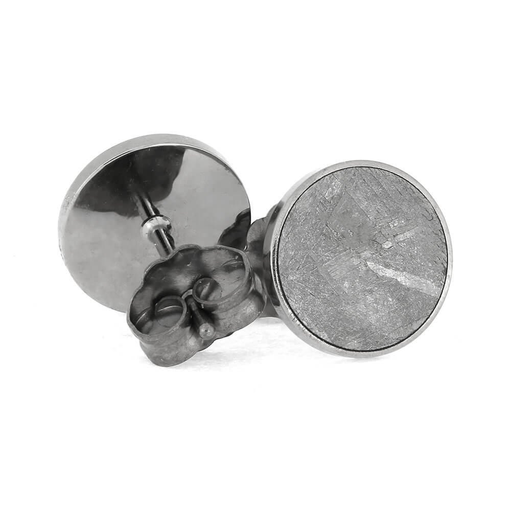 Titanium Stud Earrings with Meteorite