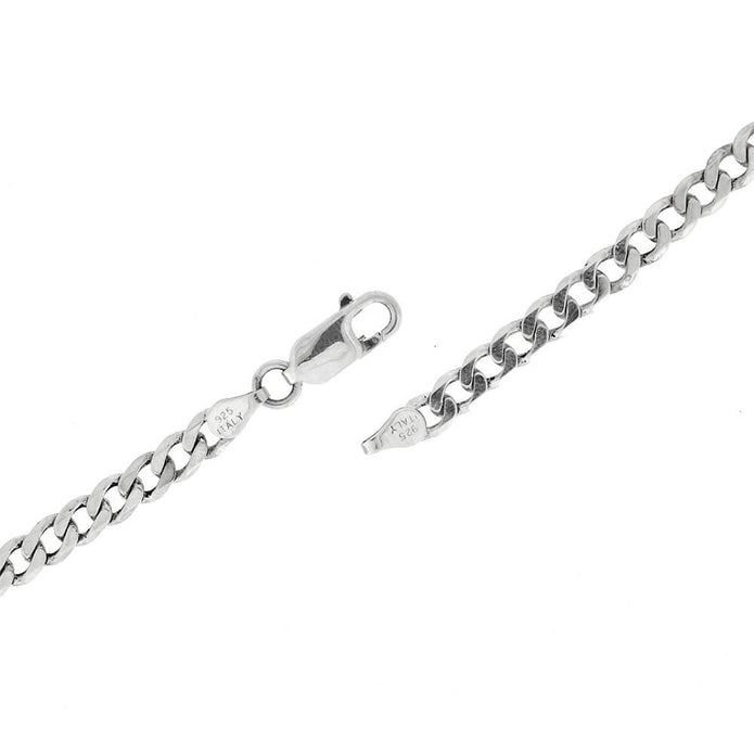 Silver chain necklace with clasp on a white background