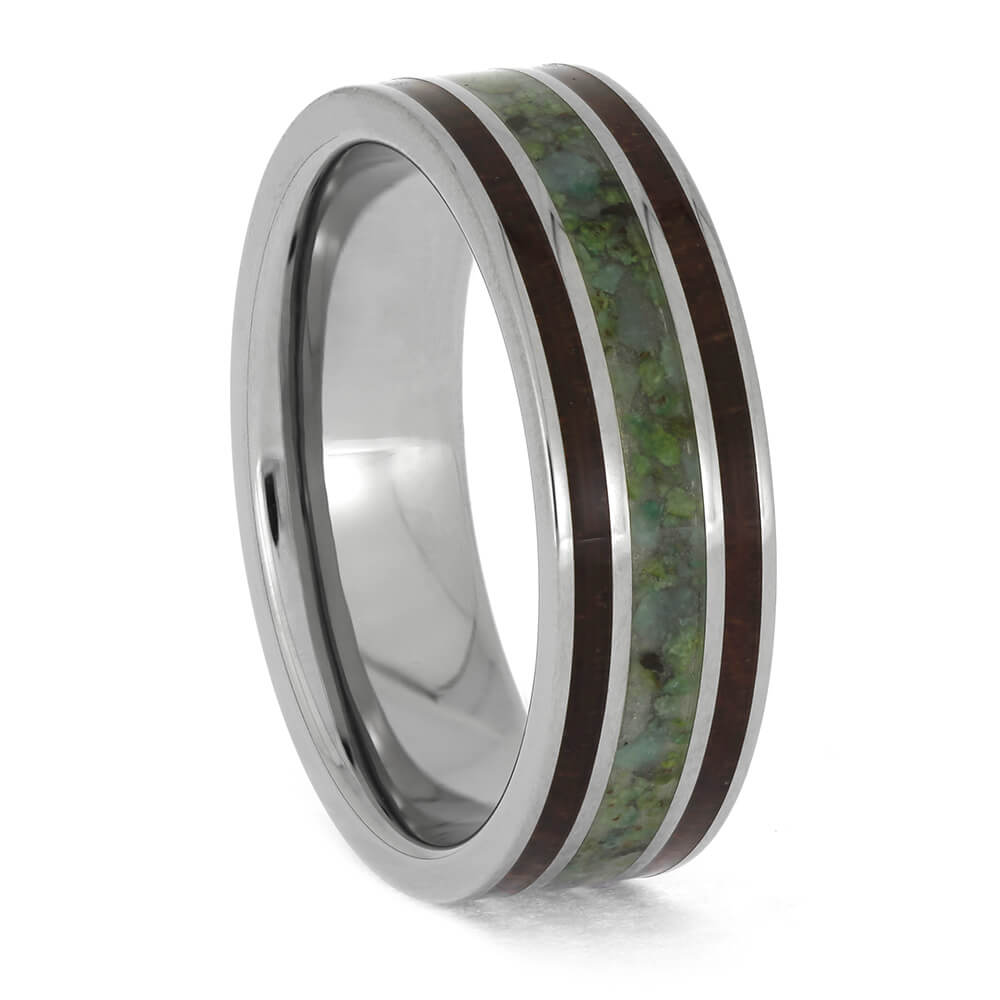 Unique Wood and Stone Wedding Band