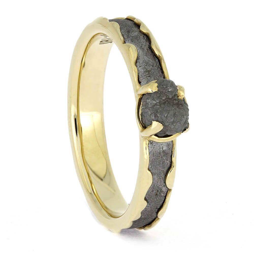 Meteorite Engagement Ring in Yellow Gold