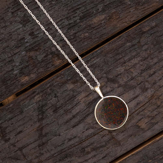 Black Opal Necklace in Silver